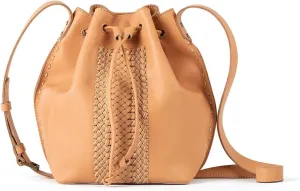 The Sak Ivy Drawstring Bucket Bag in Leather, Convertible Purse with Crossbody Strap