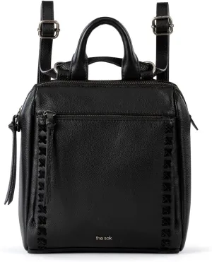 The Sak Loyola Mini Backpack in Leather, Convertible Design with Adjustable Strap, Black