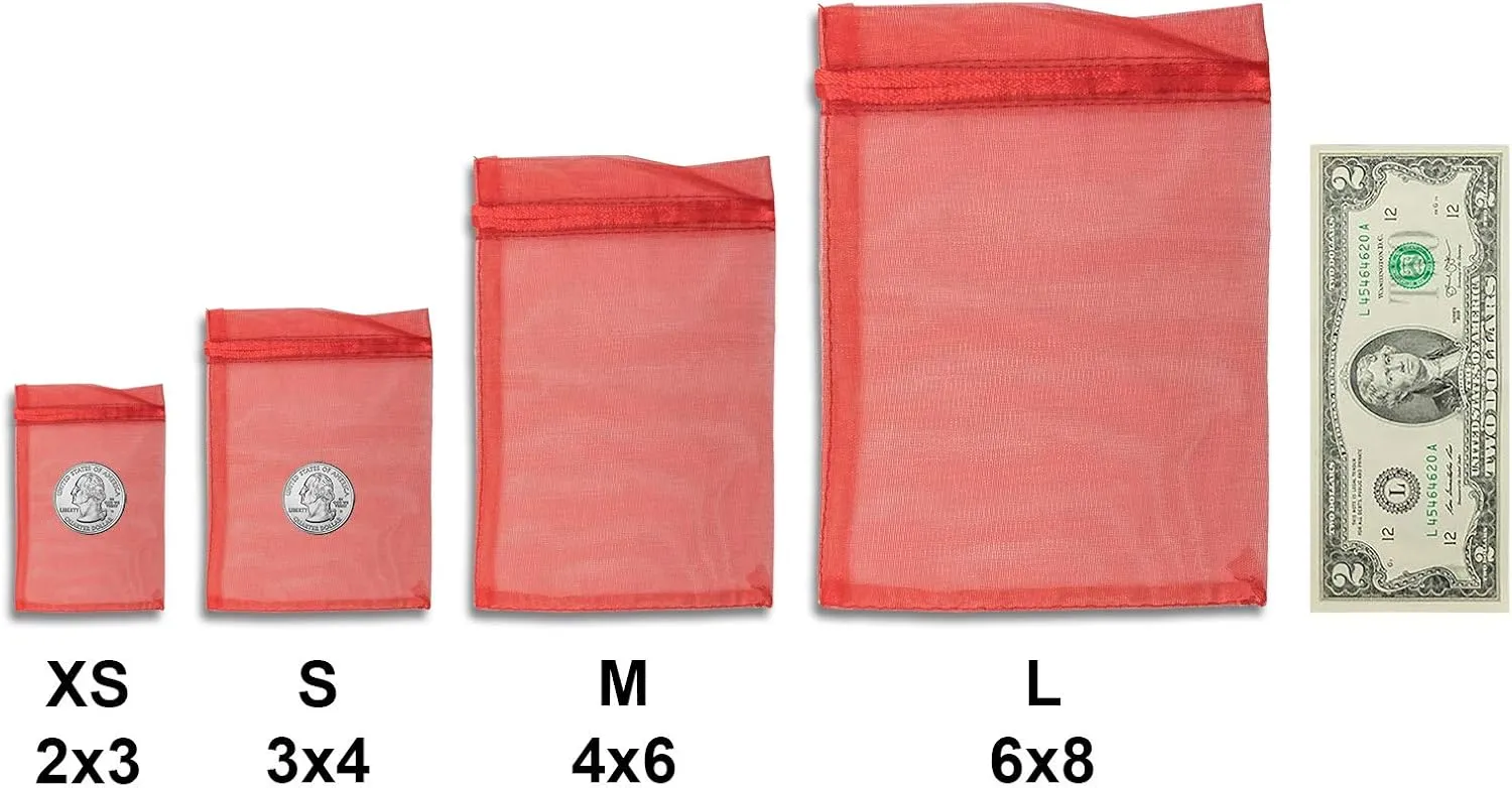 TheDisplayGuys 100-Pack 6x8 Red Sheer Organza Gift Bags with Drawstring, Jewelry Candy Treat Wedding Party Favors Mesh Pouch