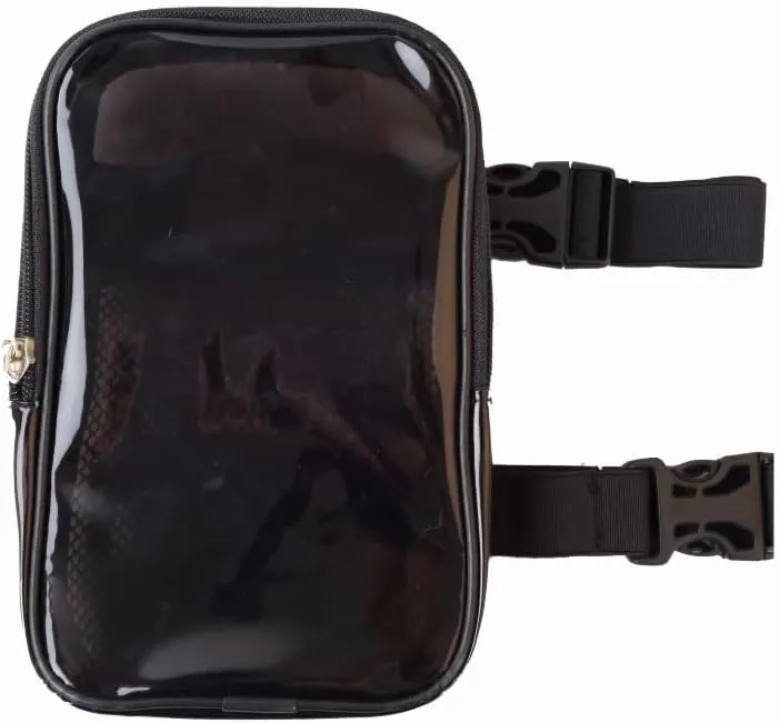 Thigh Bag| Leg Harness |Waist Pouch| Clear Colorful Carnival Bag for Hiking Travel| Fanny Pack with adjustable straps and buckles|4 in1 convertible design| Clear (Black)