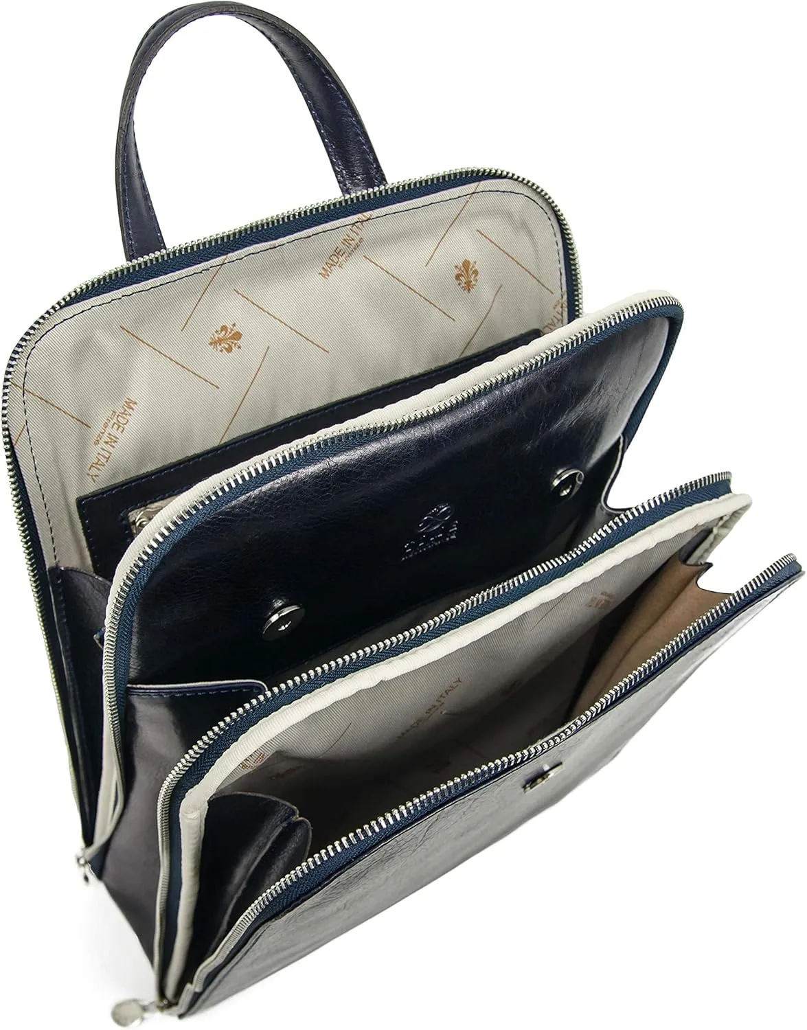 Time Resistance Leather Backpack Convertible to Shoulder Bag - Handmade For Laptops up to 12 Inches Daybag Rucksack
