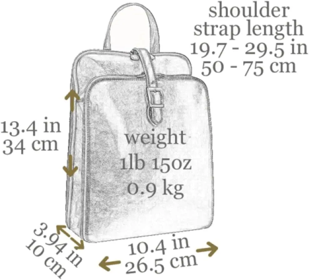 Time Resistance Leather Backpack Convertible to Shoulder Bag - Handmade For Laptops up to 12 Inches Daybag Rucksack