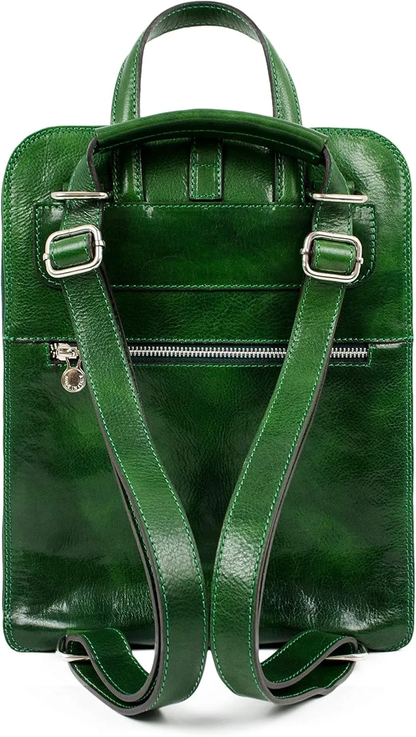 Time Resistance Leather Backpack Convertible to Shoulder Bag - Handmade For Laptops up to 12in Daybag Rucksack