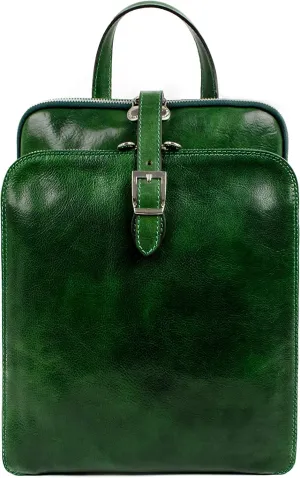 Time Resistance Leather Backpack Convertible to Shoulder Bag - Handmade For Laptops up to 12in Daybag Rucksack