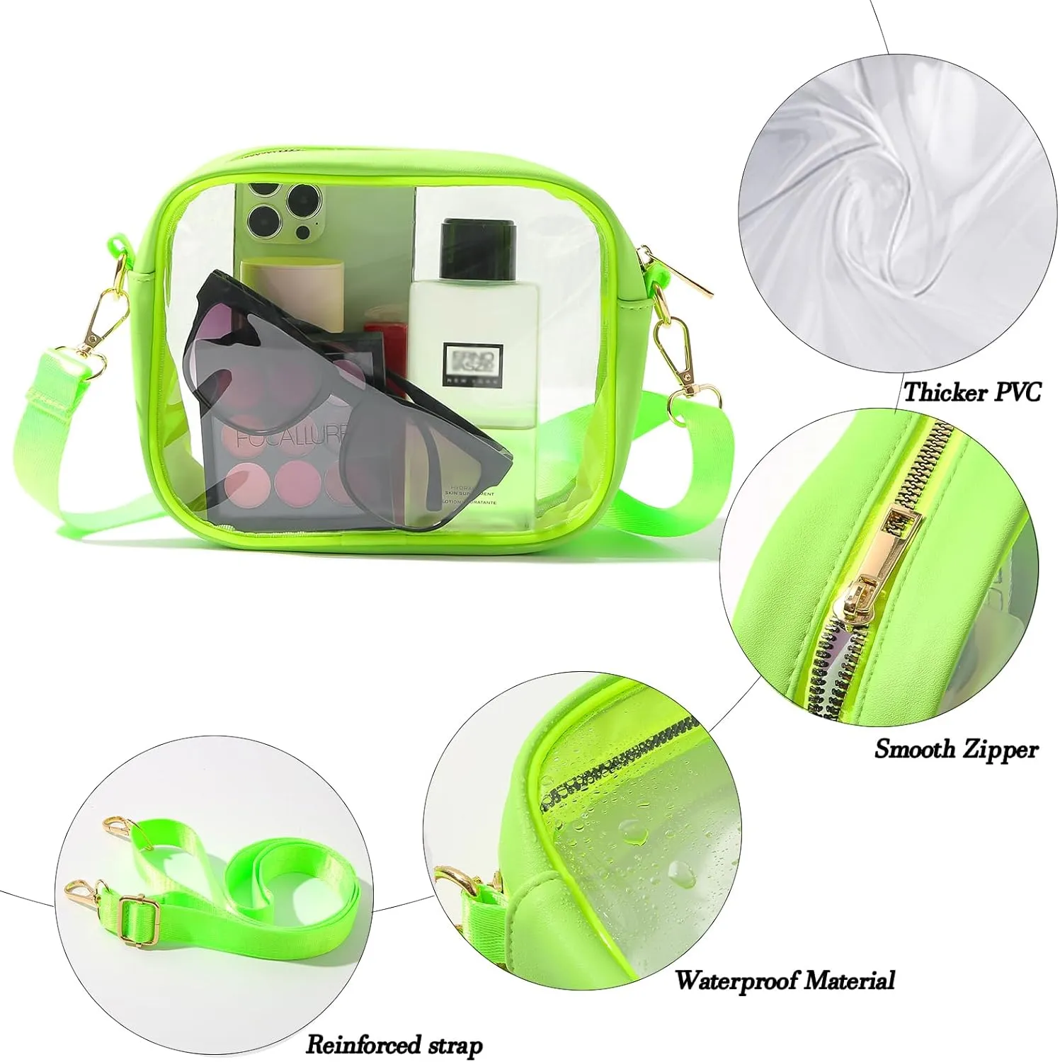 TOBVZOO Clear Bag Stadium Approved, Crossbody Transparent Bag for Concerts Sports Events, Purses for Men & Women