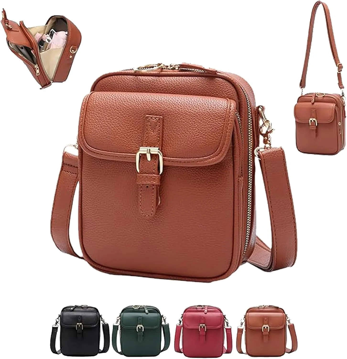 Tojoyride Crossbody Bag, Urvashi Crossbody Bag, Vintage Anti Theft Purse With 10 Card Slot (brown)