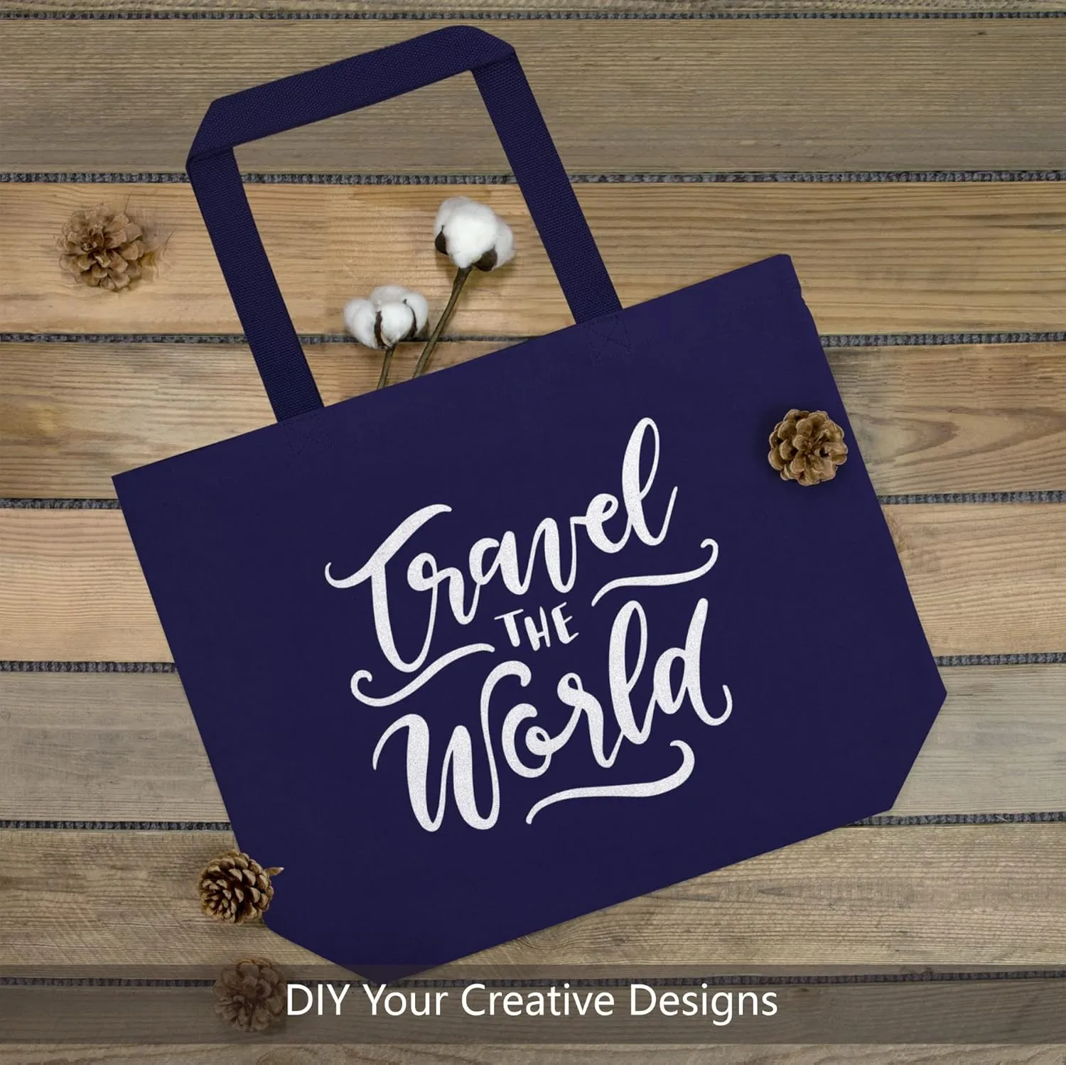 TOPDesign 2-Pack Canvas Tote Bags with Magnetic Snap, Reusable Grocery Shopping Bags, DIY Your Creative Designs