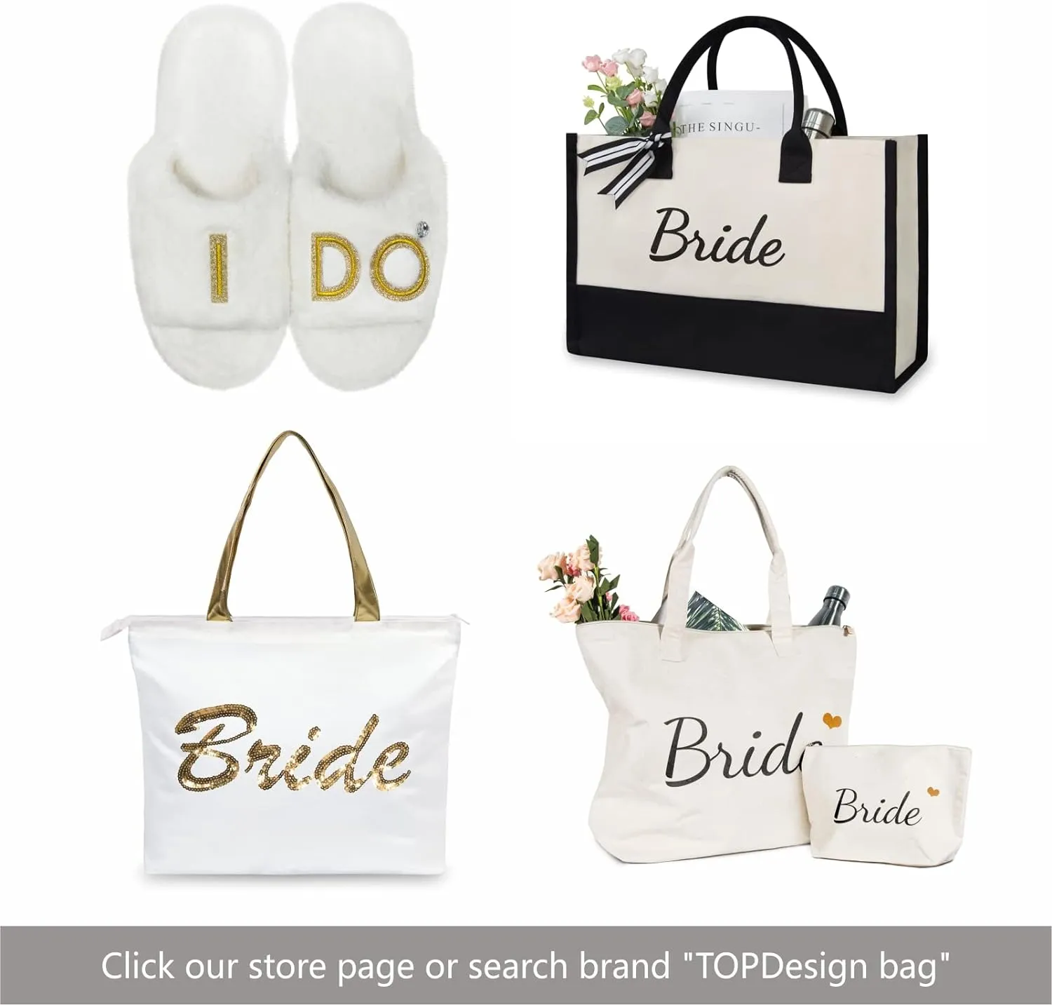 TOPDesign Canvas Tote Bag, Bridal Shower Gifts for Bride, Wedding Bachelorette Bride Gifts Shoulder Bag