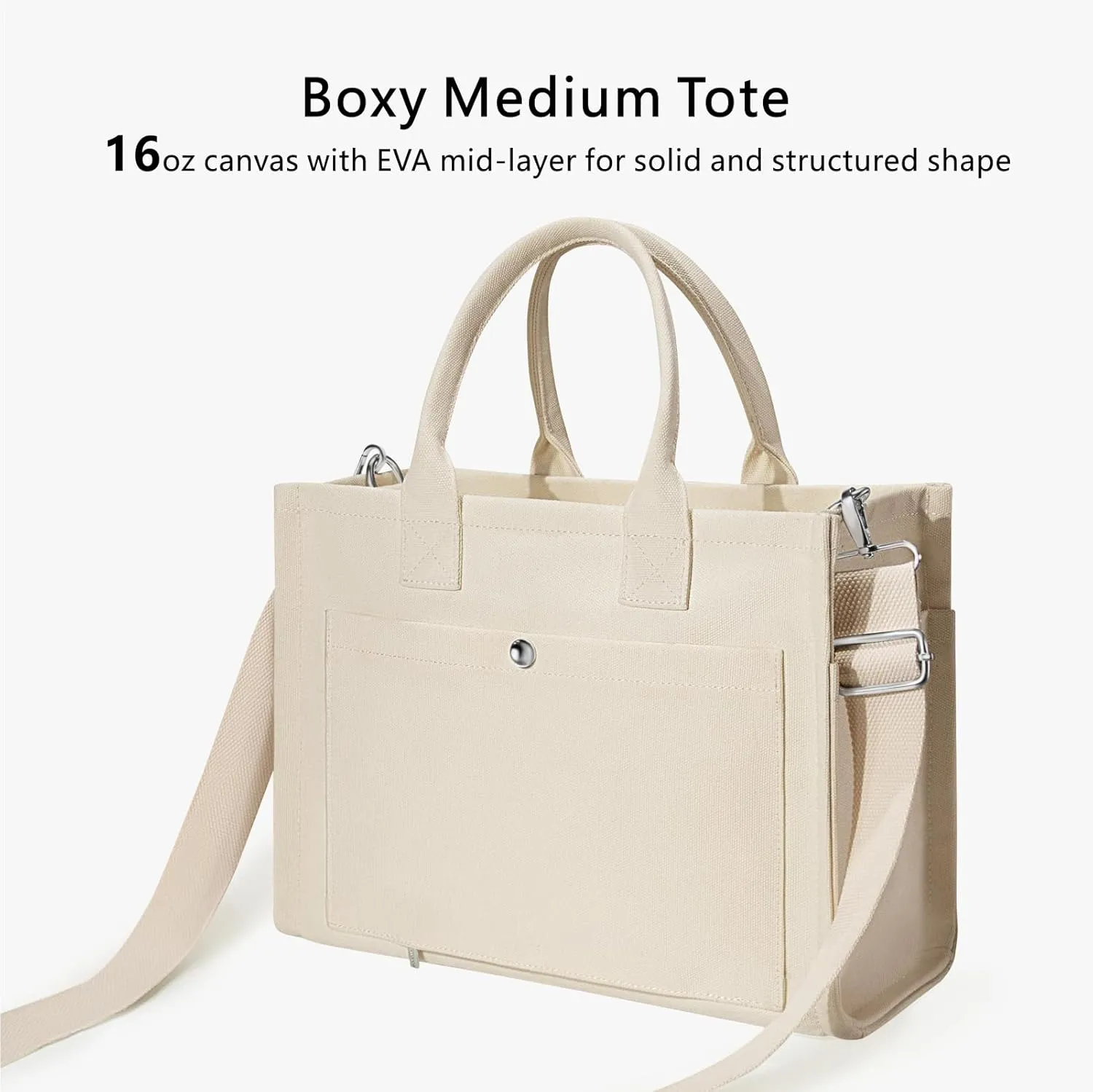 TOPDesign Heavy-Duty Canvas Tote Bag for Women, Adjustable Crossbody/Shoulder Handbag with 9 Pockets, Everything Tote