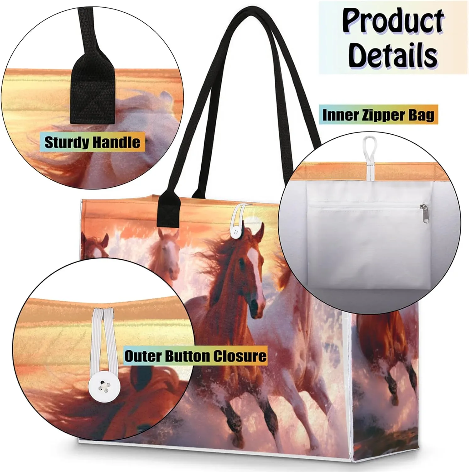 Tote Bag for Women Reusable Canvas Shoulder Bag