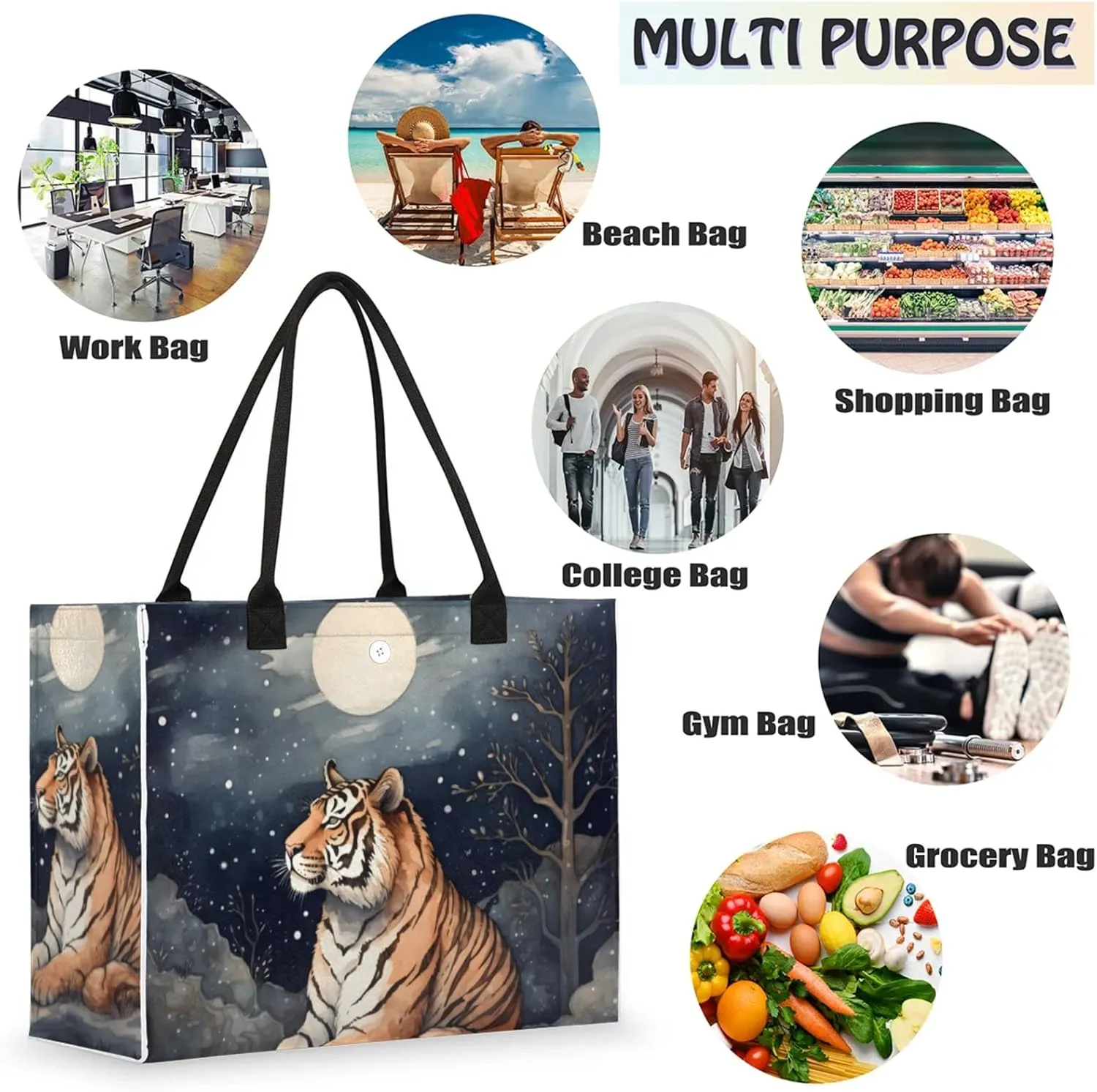 Tote Bag for Women Reusable Canvas Shoulder Bag