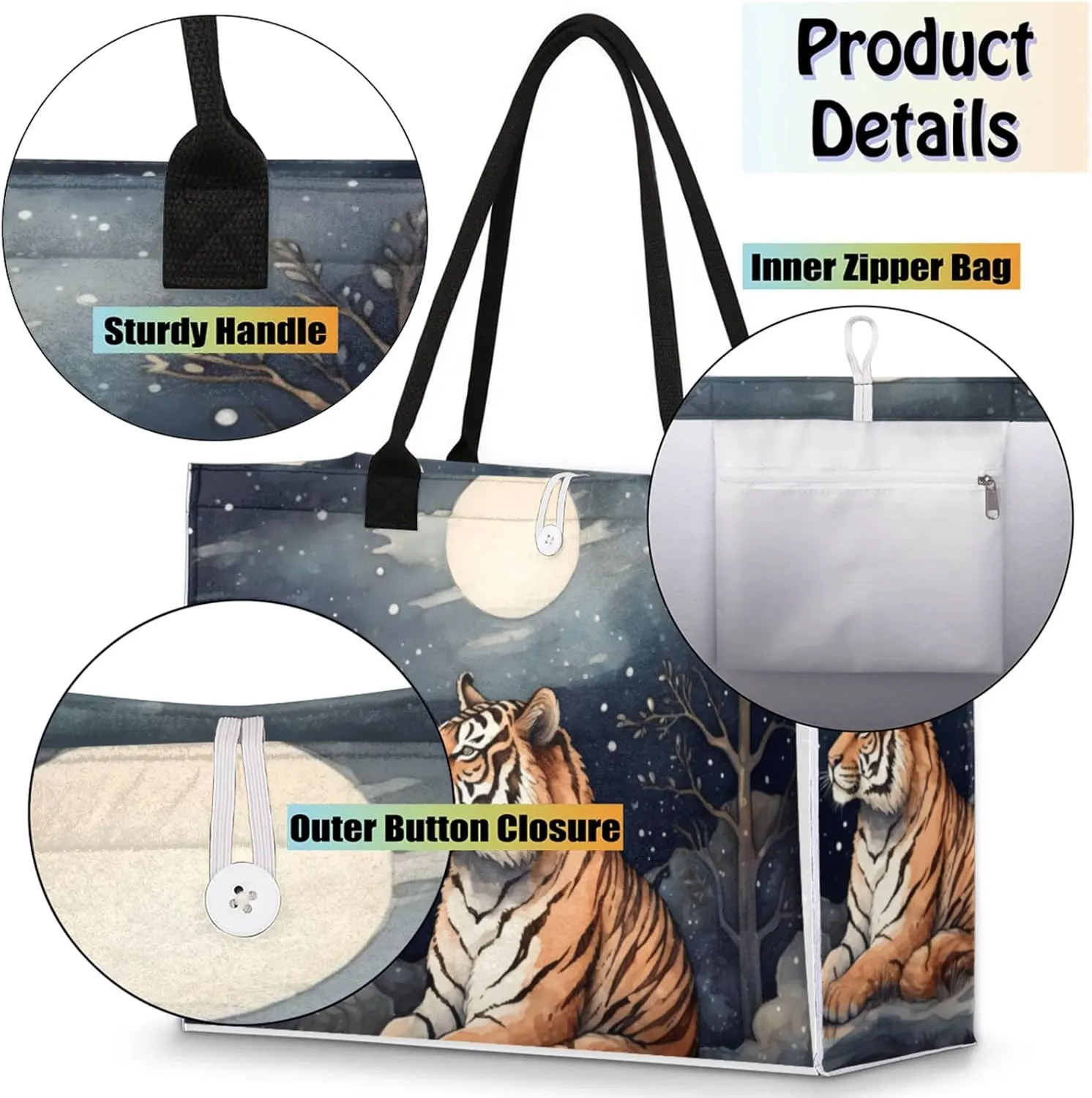 Tote Bag for Women Reusable Canvas Shoulder Bag
