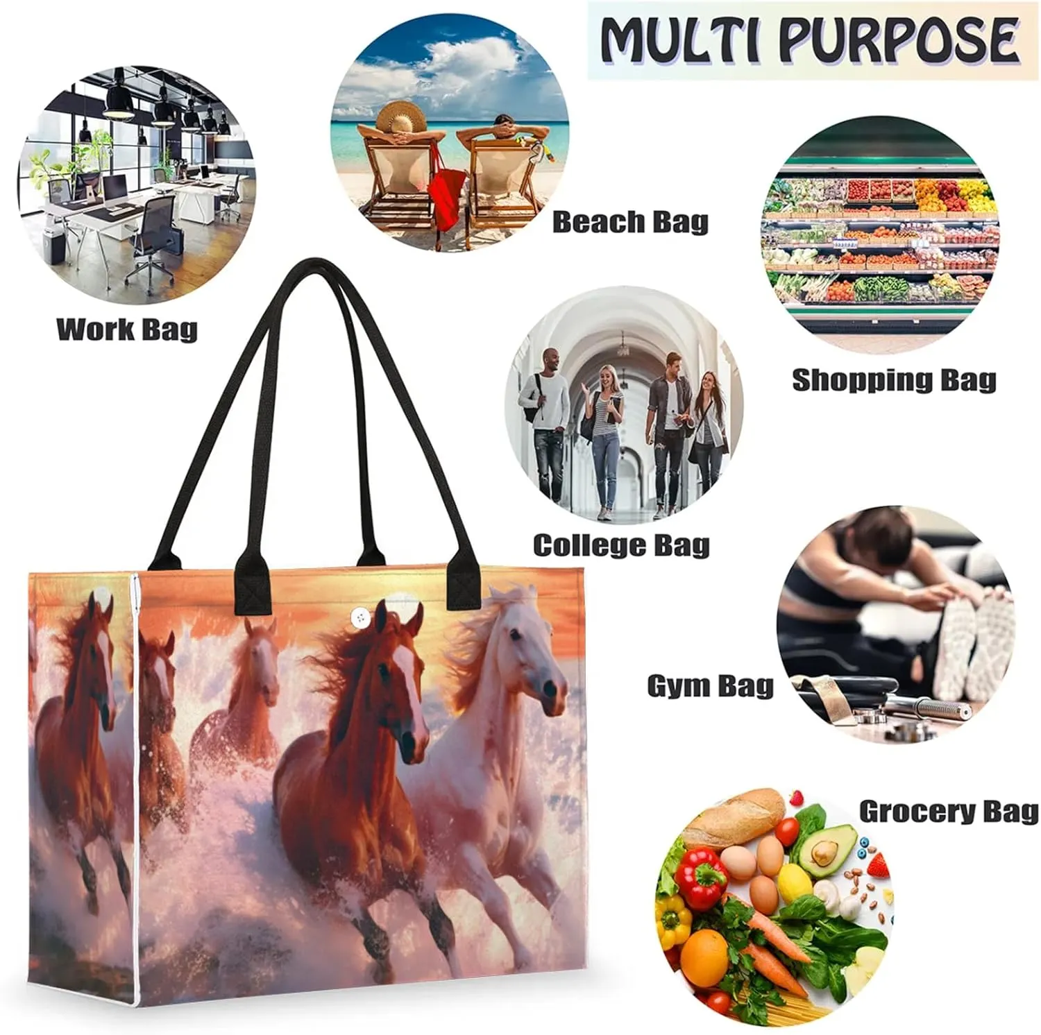 Tote Bag for Women Reusable Canvas Shoulder Bag