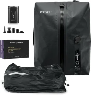 TPU Vacuum Bag for Travel, 70D Nylon Reusable Compression Bag with IP67 Waterproof Zipper, Compression Packing Cubes for Clothing, Space Saver Bags for Luggage and Backpack(Gray-1 PCS   PUMP)