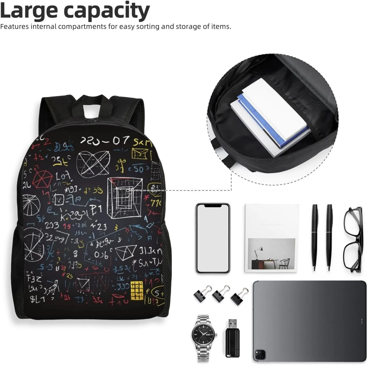 Travel Backpack for Women Men Lightweight 17 inch Laptop Bag mathematics and physics Backpack Casual Daypack