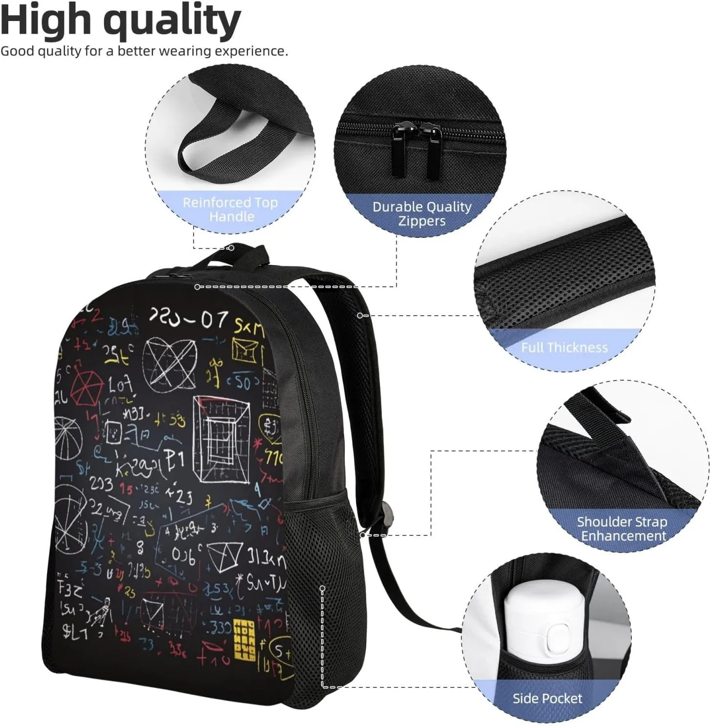 Travel Backpack for Women Men Lightweight 17 inch Laptop Bag mathematics and physics Backpack Casual Daypack