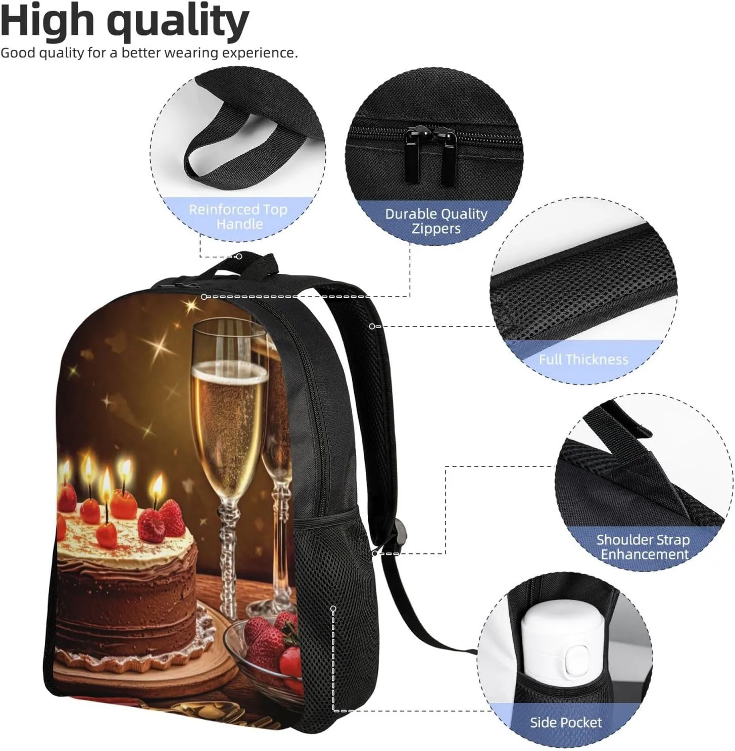 Travel Backpack Toast to your birthday Carry on Backpack Lightweight Business 16inches Laptop Backpack for Men Women