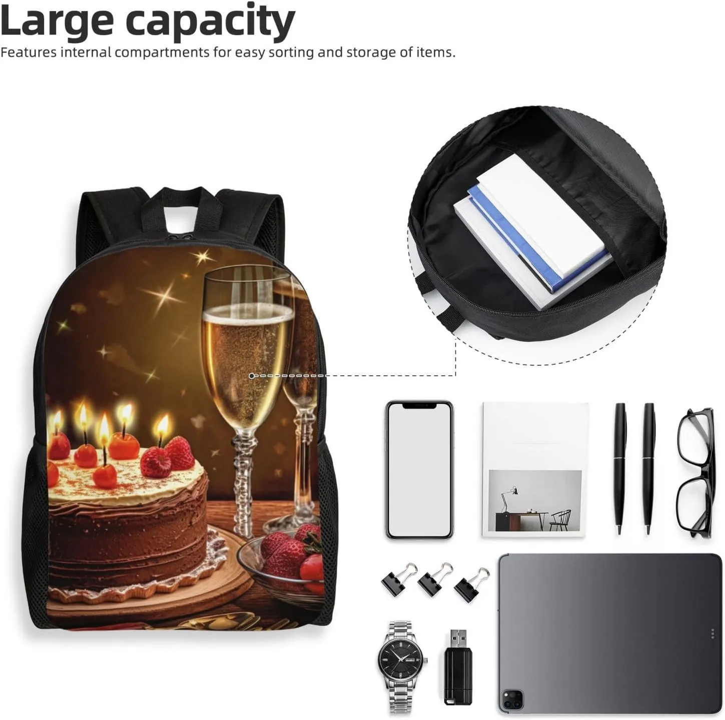 Travel Backpack Toast to your birthday Carry on Backpack Lightweight Business 16inches Laptop Backpack for Men Women