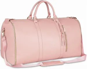 Travel Clothing Bag, Convertible Clothing Bag Separated From Shoes, Folding Travel Bag, 2 in 1 Hanging Luggage Set Waterproof Duffel Bag, Large Capacity Multi-functional Storage Bag (Pink)