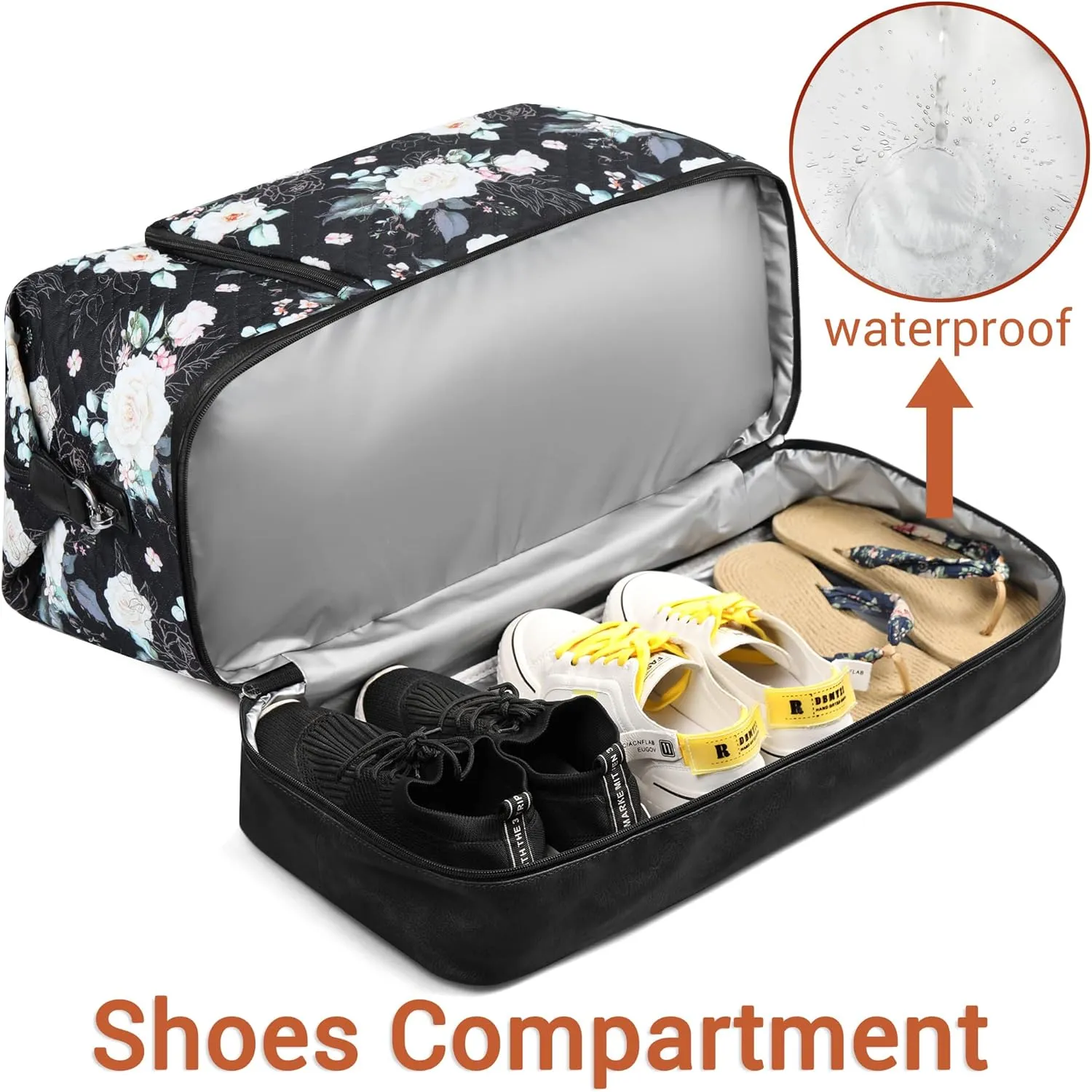 Travel Weekender Bag for Women, Overnight Bag with Shoe Compartment, Oversized Travel Duffel Bag Carry On Tote with Trolley Sleeve 21" for Weekend Travel Business Trip