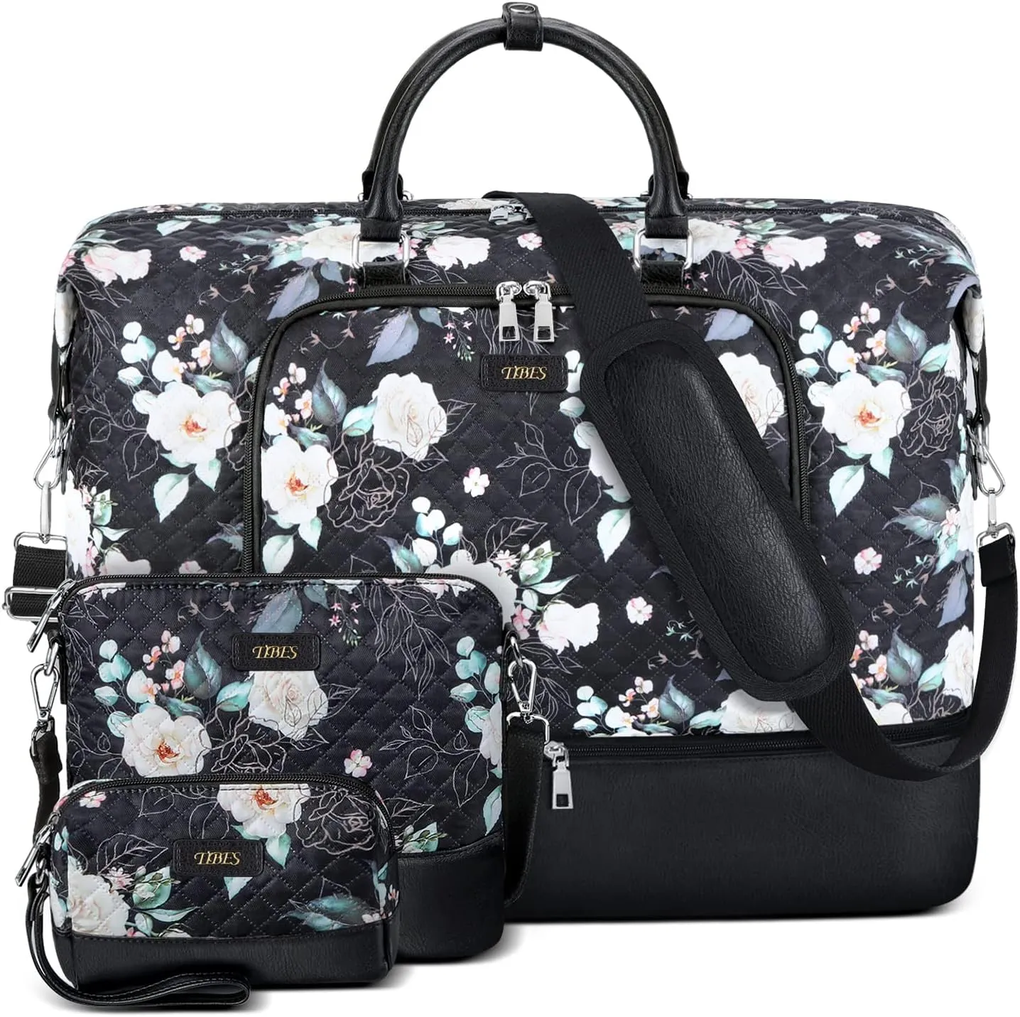 Travel Weekender Bag for Women, Overnight Bag with Shoe Compartment, Oversized Travel Duffel Bag Carry On Tote with Trolley Sleeve 21" for Weekend Travel Business Trip