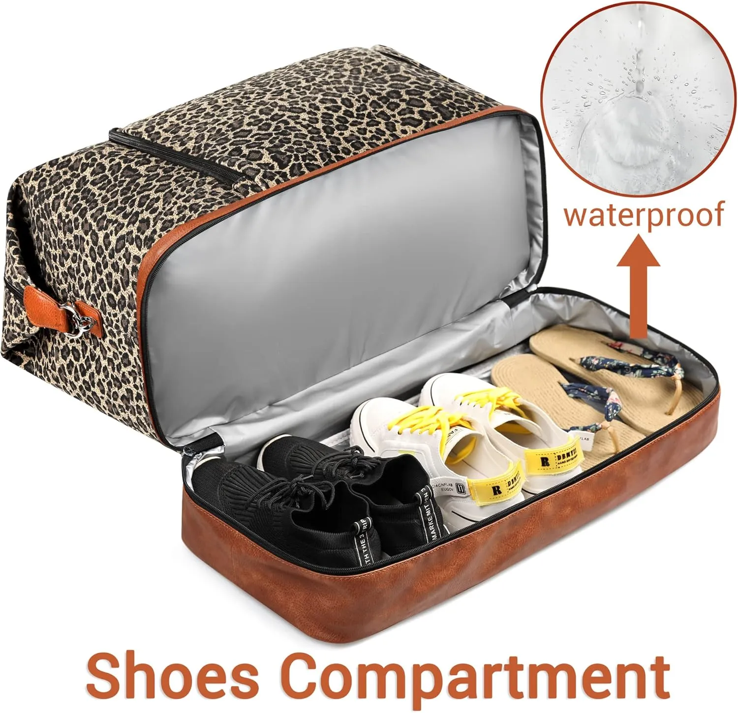 Travel Weekender Bag for Women, Overnight Bag with Shoe Compartment, Oversized Travel Duffel Bag Carry On Tote with Trolley Sleeve 21" for Weekend Travel Business Trip