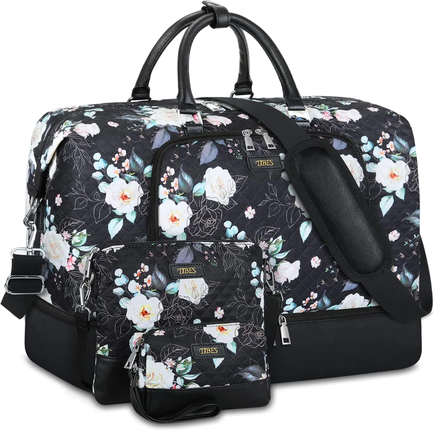 Travel Weekender Bag for Women, Overnight Bag with Shoe Compartment, Oversized Travel Duffel Bag Carry On Tote with Trolley Sleeve 21" for Weekend Travel Business Trip