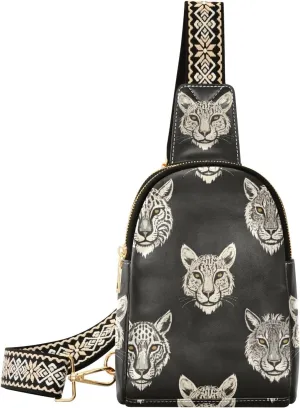 trendy Black Tribal Tigers Leopard bags fanny pack anti-theft crossover bags for women for travel
