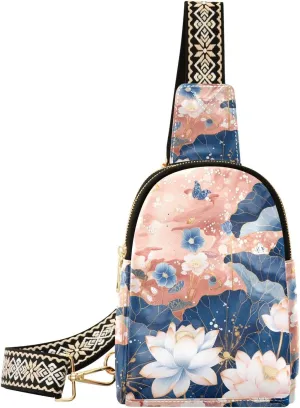 trendy Elaborate Indigo Hydrangeas Flower crossbody bag cute fanny pack for women for travel