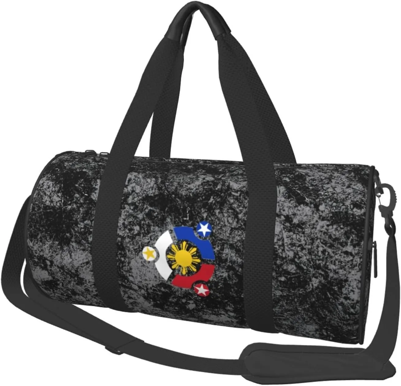Tribal Philippines Filipino Sun and Stars Convertible Garment Bag with Shoulder Strap, Carry on Garment Duffel Bag for Men Women - Rolling Foldable for Travel Luggage Bags (Black)