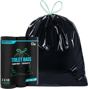 TRIPTIPS Portable Toilet Bags Drawstring 8 Gallon Camping Toilet Bags Toilet Waste Bags Leak-Proof Toilet Liners, Trash Bags for Camping, Hiking, Traveling