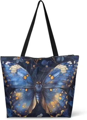 Tropical Flower 14 Inches Tote Paper Bag for Women, Boho Cat Shoulder Tote Bag Vivid Bird Commute Bag Paper Bags