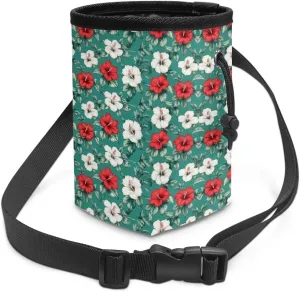 Tropical Flower Print Pet Training Pouch Easily Carries Dog Training Treat Bag with Waist Belt Shoulder Strap Pet Treat Bag Carry Toys, Treats for Pet Training Walking
