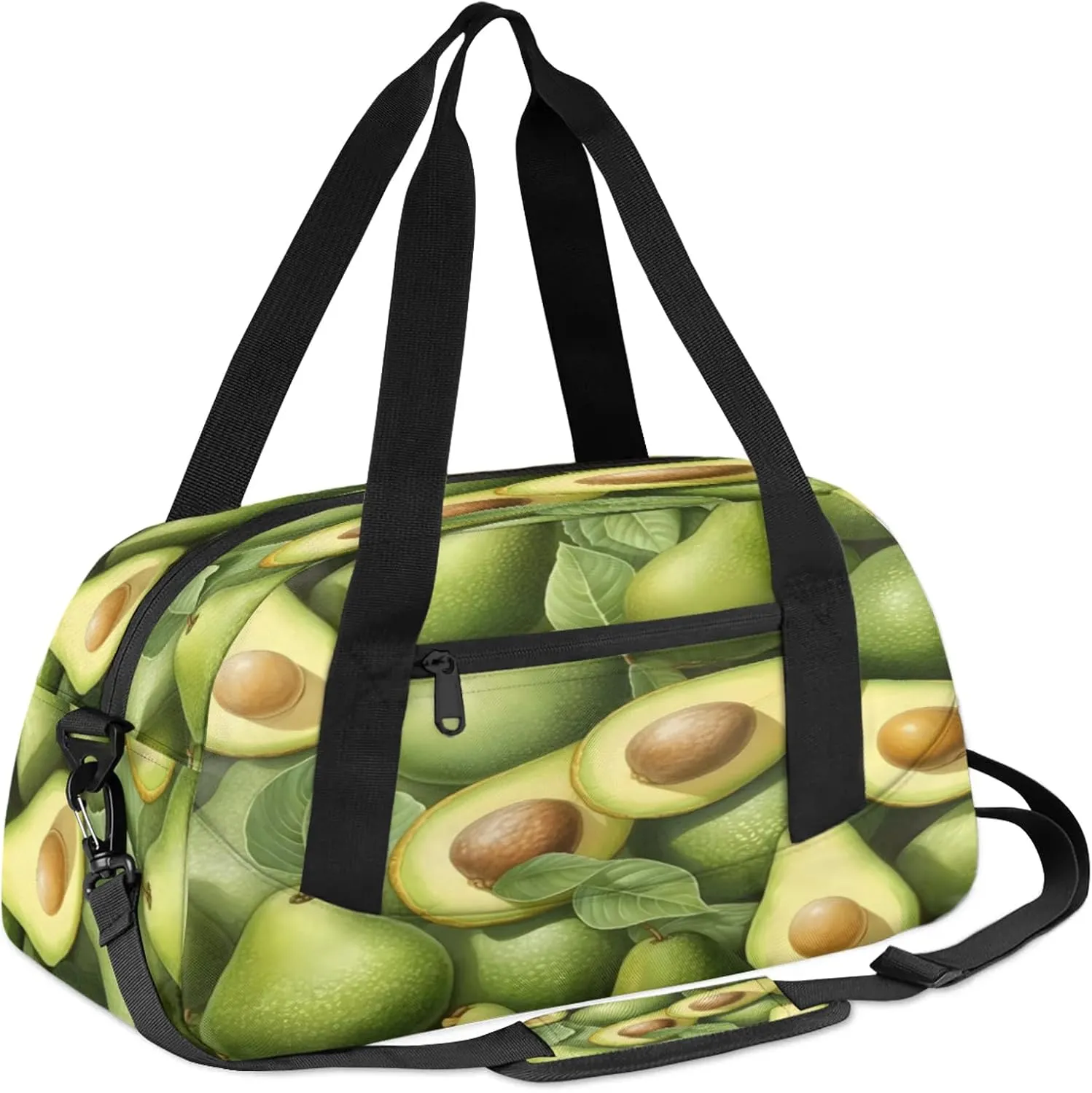 Tropical Fruit Avocado Pattern Kids Duffel Bag Lightweight Waterproof Sports Gym Bag with Front Zipper Pocket Foldable Weekender Overnight Bag for School Practice Gymnastic Ballet
