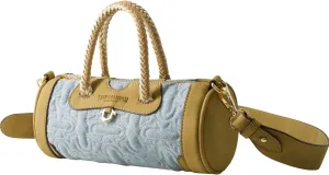 True Religion Duffel Bag, Women's Quilted Handbag with Adjustable Shoulder Strap, Denim