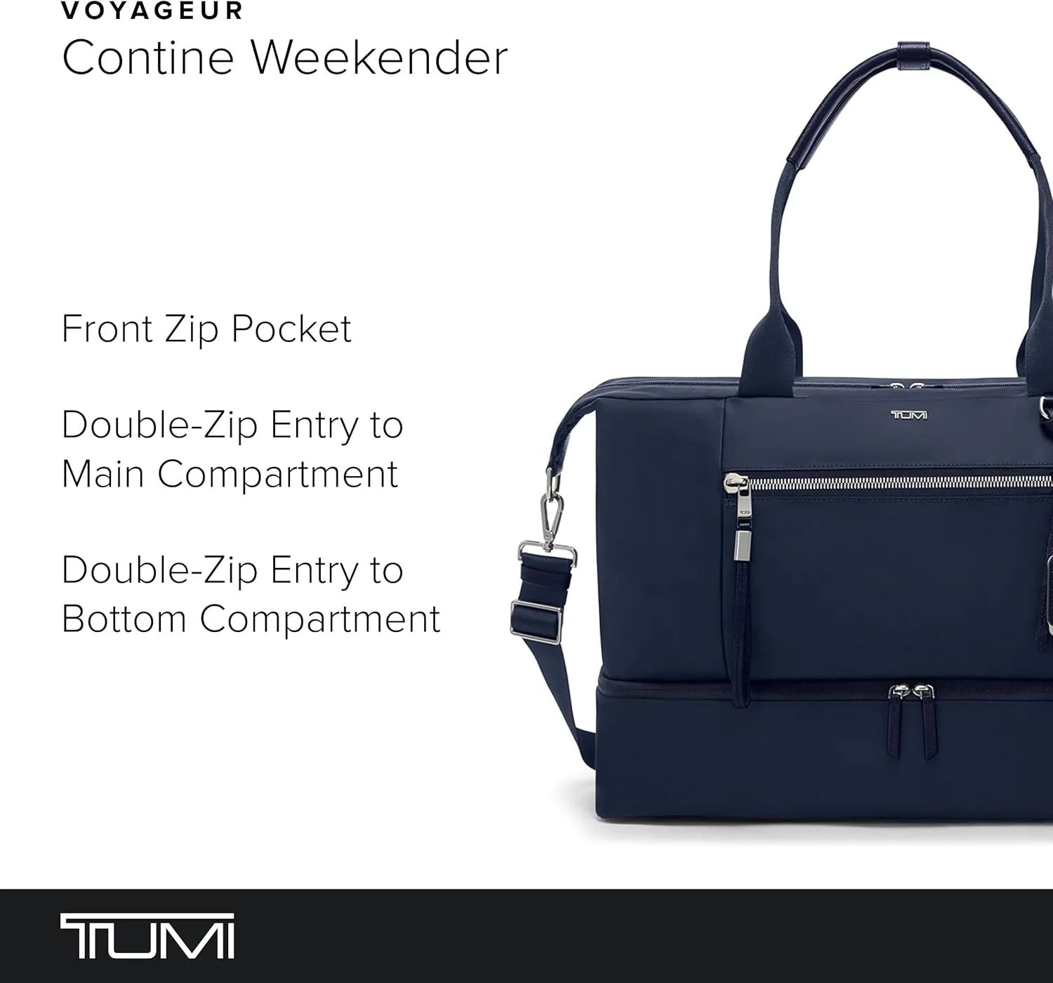 TUMI - Voyageur Contine Weekender - Travel Weekend Bag for Women - Holds Up to 14" Laptop - Multiple Compartment & Pockets - Indigo