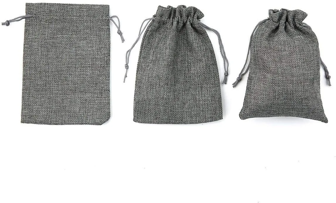 Tvoip 30Pack Burlap Bags with Drawstring Gift Bags Jewelry Pouch for Wedding Party and DIY Craft (Gray, 4 x 5.5 Inch)