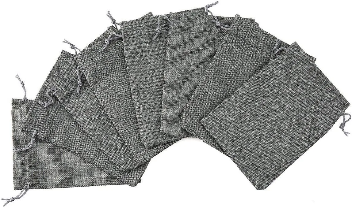 Tvoip 30Pack Burlap Bags with Drawstring Gift Bags Jewelry Pouch for Wedding Party and DIY Craft (Gray, 4 x 5.5 Inch)