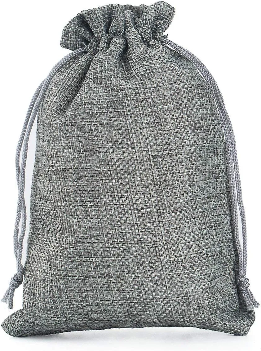 Tvoip 30Pack Burlap Bags with Drawstring Gift Bags Jewelry Pouch for Wedding Party and DIY Craft (Gray, 4 x 5.5 Inch)