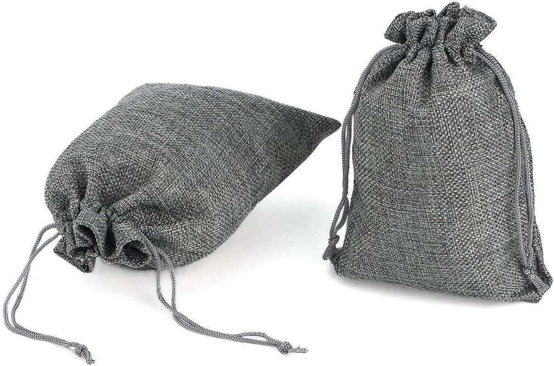 Tvoip 30Pack Burlap Bags with Drawstring Gift Bags Jewelry Pouch for Wedding Party and DIY Craft (Gray, 4 x 5.5 Inch)