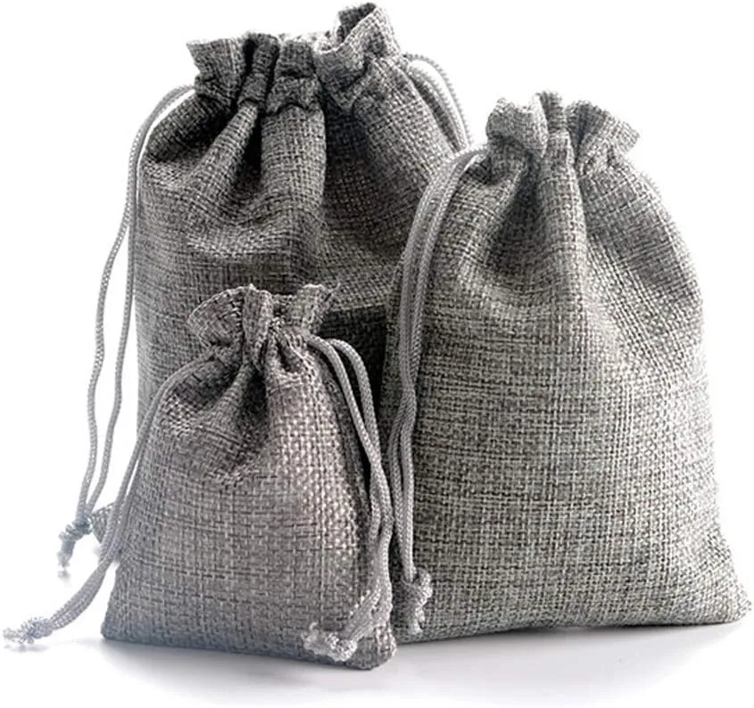 Tvoip 30Pack Burlap Bags with Drawstring Gift Bags Jewelry Pouch for Wedding Party and DIY Craft (Gray, 4 x 5.5 Inch)