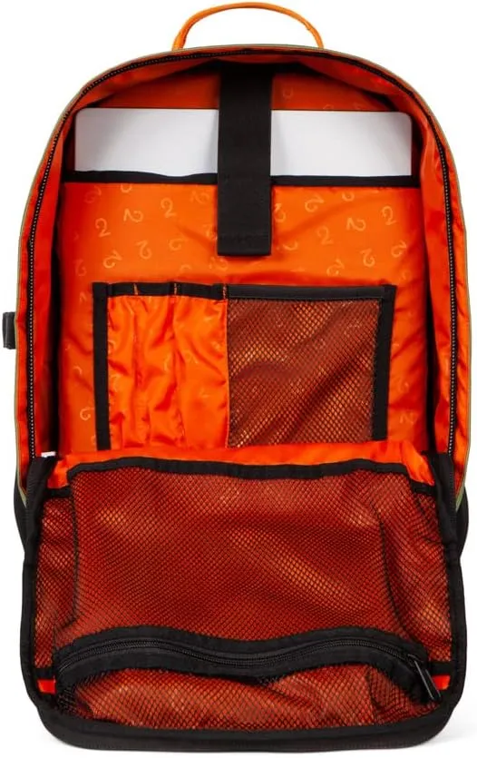 Two Wheel Gear - Pannier Backpack Convertible LITE (22 Litre) - Weatherproof 2-in-1 Bike Commuting and Laptop Travel Bag, Recycled Material, Olive/Tangerine