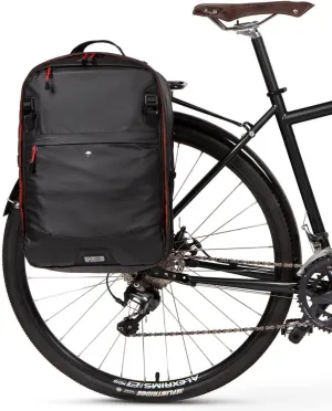Two Wheel Gear - Pannier Backpack Convertible PLUS (30 Litre) - Weatherproof 2-in-1 Bike Commuting and Laptop Travel Bag, Recycled Ripstop Material, Black