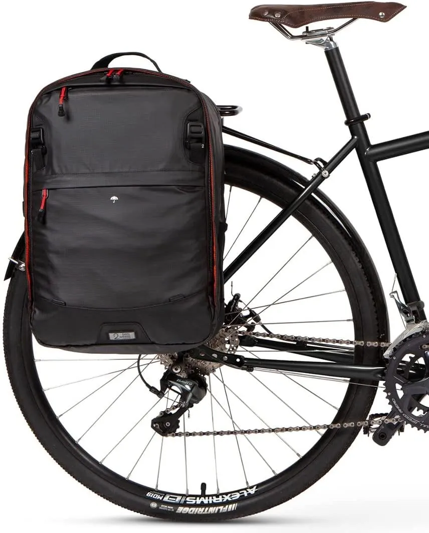 Two Wheel Gear - Pannier Backpack Convertible PLUS (30 Litre) - Weatherproof 2-in-1 Bike Commuting and Laptop Travel Bag, Recycled Ripstop Material, Black