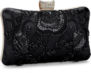 UBORSE Bridal Clutch Purses for Women Vintage Evening Bag Beaded Purses Accessories Luxury Gatsby 1920s with Chain