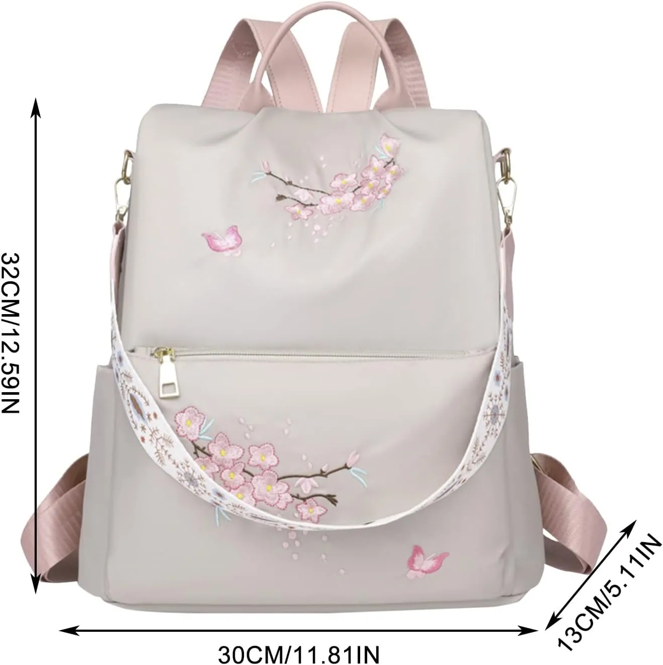 UK Popular Nylon s Beige Pen Bag In Backpack Women School Bags Messenger Computer Bag for (Black, One Size)