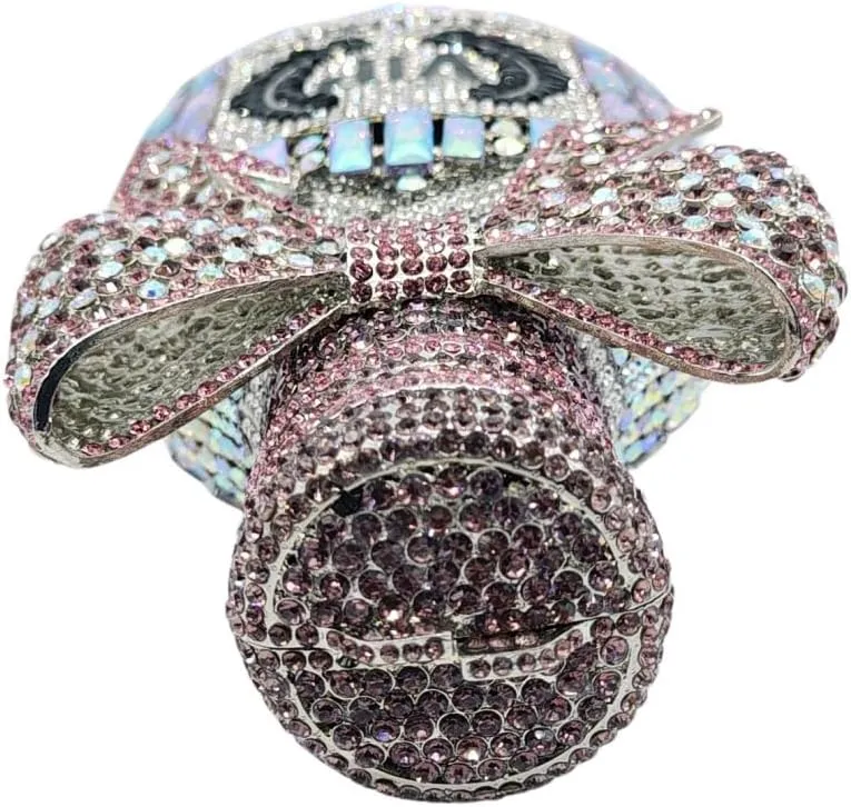 UMREN Women Champagne Bottle Rhinestone Evening Bag Sweet Bow Crystal Purse Clutch Unique Handbag Cocktail Party Shoulder Bag