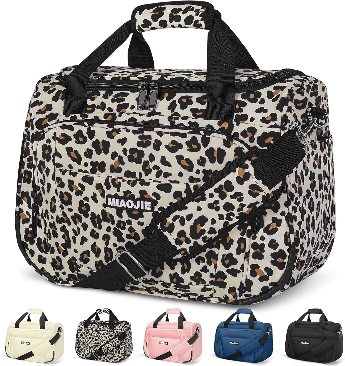 Underseat Carry On Luggage Lightweight Travel Tote Weekender Bag Overnight Duffle Bag for Travel, Travel Essentials Personal Item Travel Bag for Women and Men,Leopard-16Inch