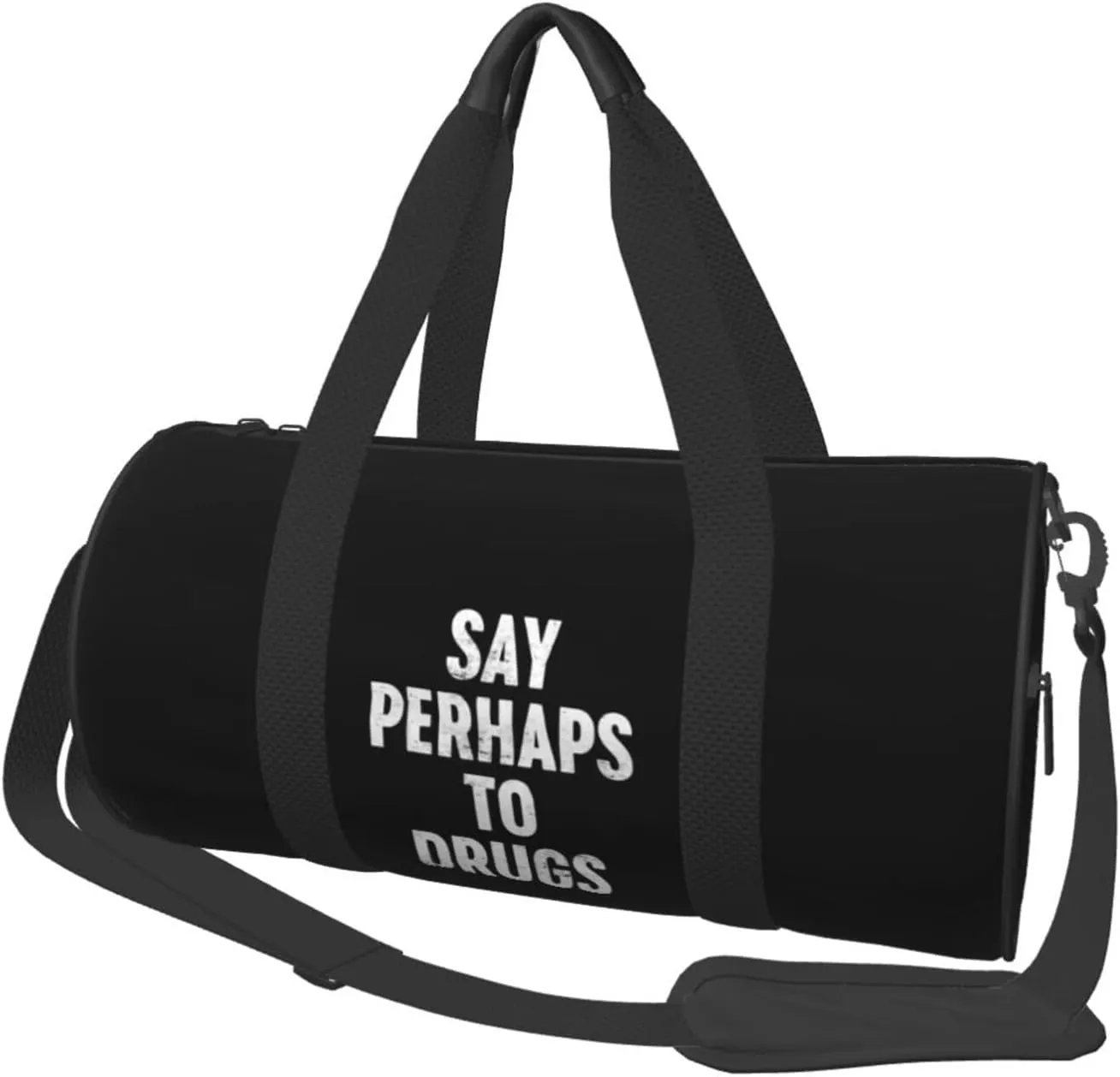 UNDEX Say Perhaps To Drugs Gym Duffel Bag Adult Drawstring Backpack Lightweight Carryon Gymbag Sport Duffel Bag For Man Women, Black