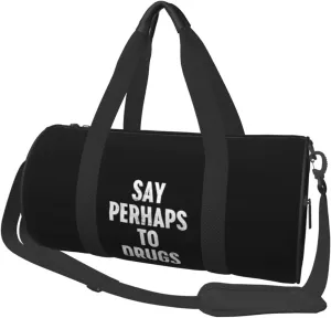 UNDEX Say Perhaps To Drugs Gym Duffel Bag Adult Drawstring Backpack Lightweight Carryon Gymbag Sport Duffel Bag For Man Women, Black